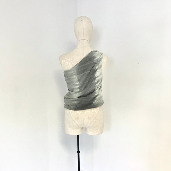 Alice & Olivia XS Silk One Shoulder Grey Ombre Top - Picture 10 of 12